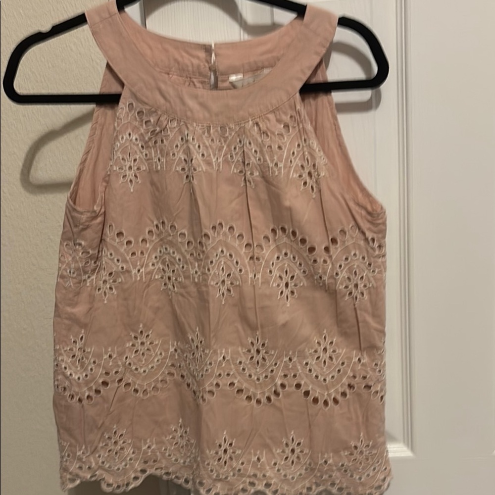 Adiva Pink Eyelet Halter Top